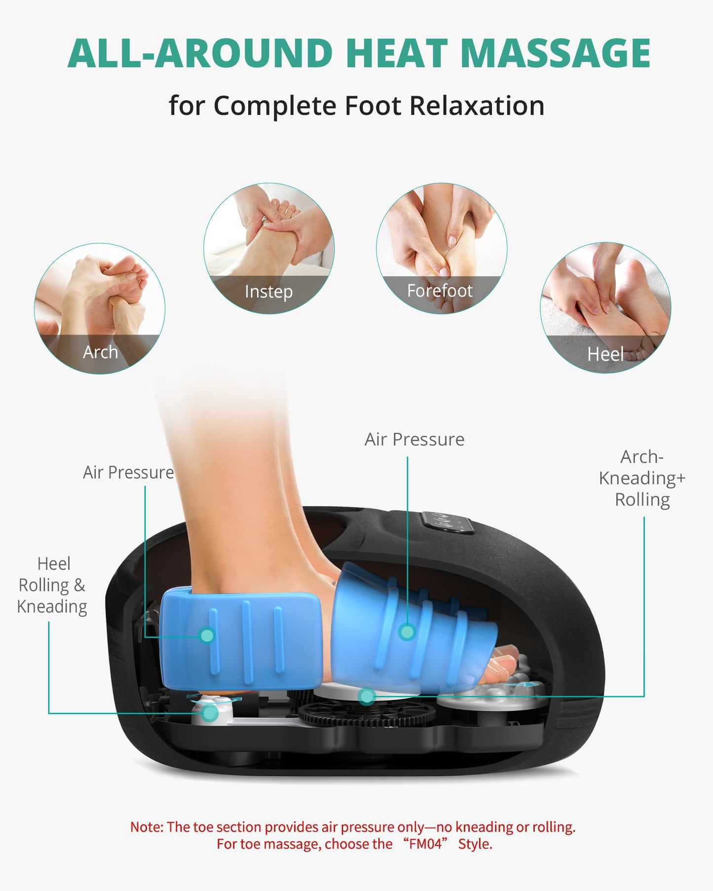 Medcursor Foot Massager Machine with Heat, Rolling, Deep Kneading, Shiatsu Foot Massager for Delivers Pain Relief, Tired, Plantar Fasciitis, Gift for Women Mom Men Fits Up to 13"