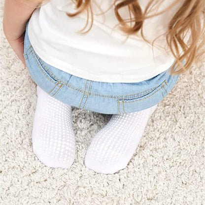 12 Pairs Non-Skid Cotton Socks with Grip for Baby Toddler Boys Girls(8#White,1-3 Years)