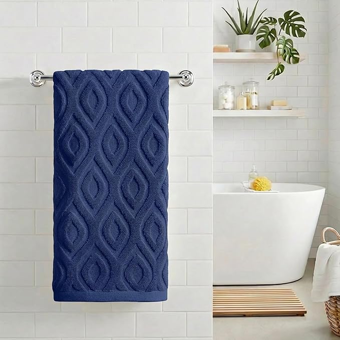 Artoid Mode 1 Pc Navy Blue 3D Diamond Grid Jacquard Hand Towels