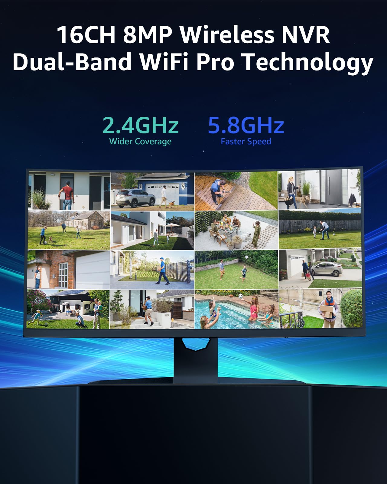 ANNKE Wireless Camera System, 16CH 4K Security NVR, 8Pcs 3MP Outdoor Cameras(Wired Power), 2-Way Audio, Dual-Band WiFi, Human Detection, IP66 Waterproof, 2TB HDD, 24/7 Protection, Metal Housing
