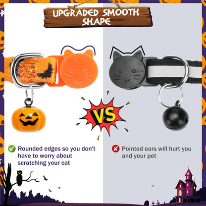 PUPTECK Halloween Bow Tie Cat Collar with Bell - Breakaway Safety 3-Pack, Adjustable Bowtie Kitten Collars for Boy & Girl Cats, Puppies, Bunnies and Small Pets, Cute Costume Accessory
