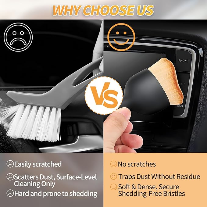 4PCS Car Interior Dust Brush, Soft Microfiber Bristles, Car Detailing Brush
