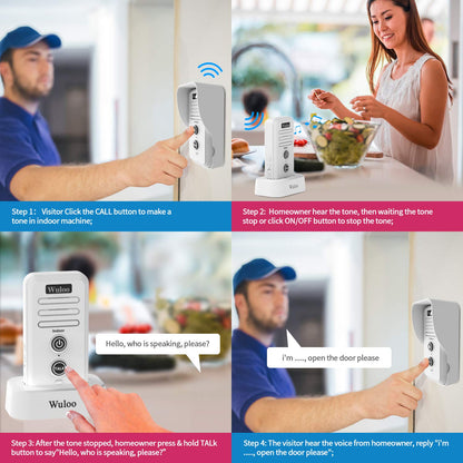 Wuloo Wireless Intercom Doorbell Chime for Home Intercomunicador (1&1-White)