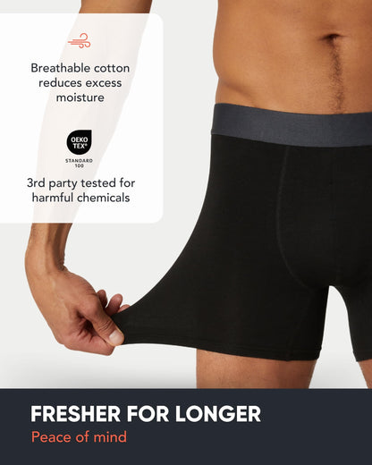 FM London 7-pack Mens Boxers, Tag Free - Cotton Rich, Breathable, Soft and Stretchy Mens Underwear Black