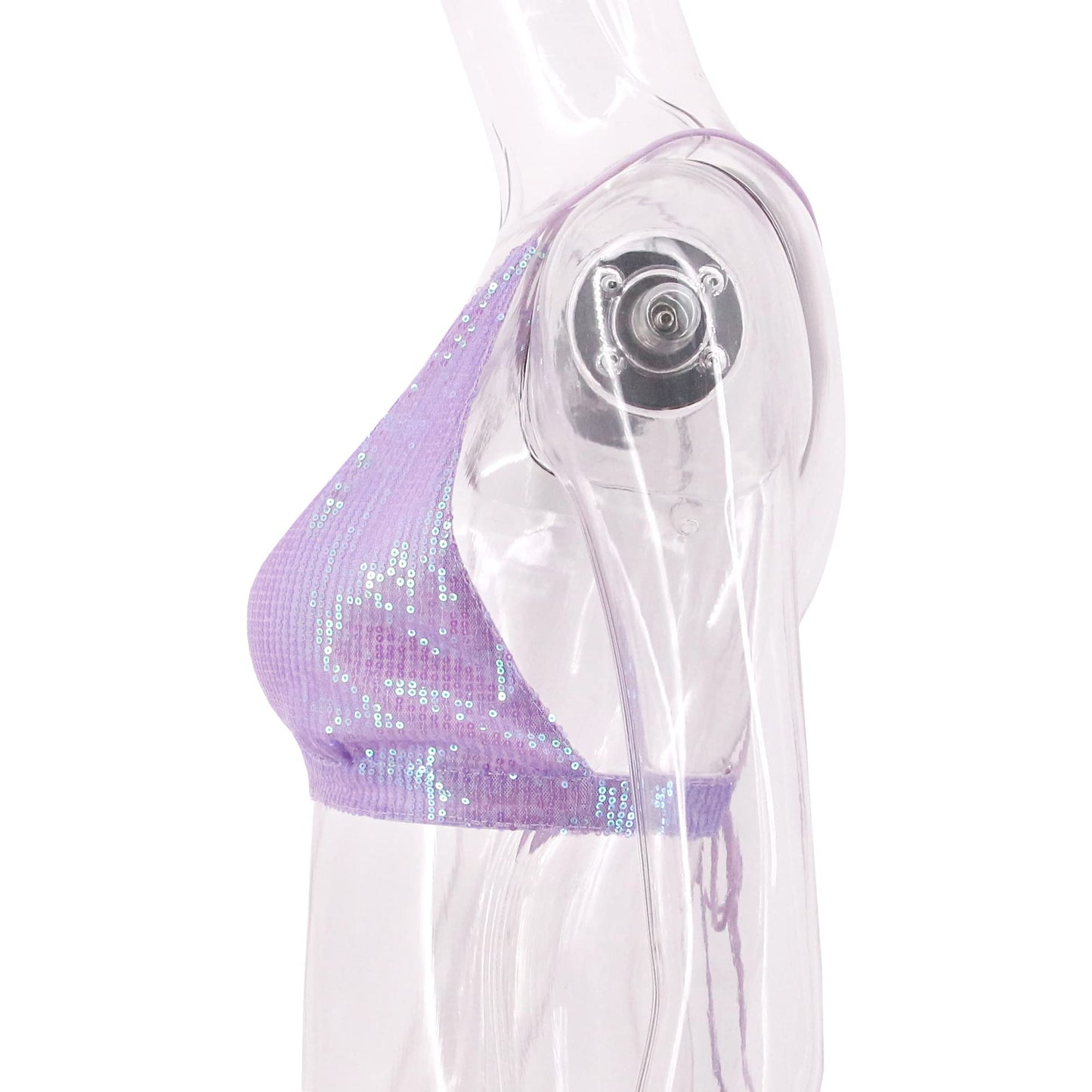 Monanoat Women’s Sexy Sequin Crop Top V Neck Bandage Tank Top Bustier Cami Dance Bra Top for Club Rave Purple