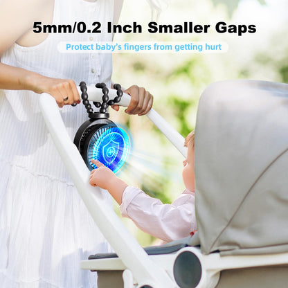 Baby Pram Stroller Fan 20H Buggy Cooling Clip On Fan, Portable 4000mAh Battery Personal Fan for Pram Accessories Baby Cot Wagon Stroller Pushchairs Crib Bed Treadmill,Travel Holiday Essentials