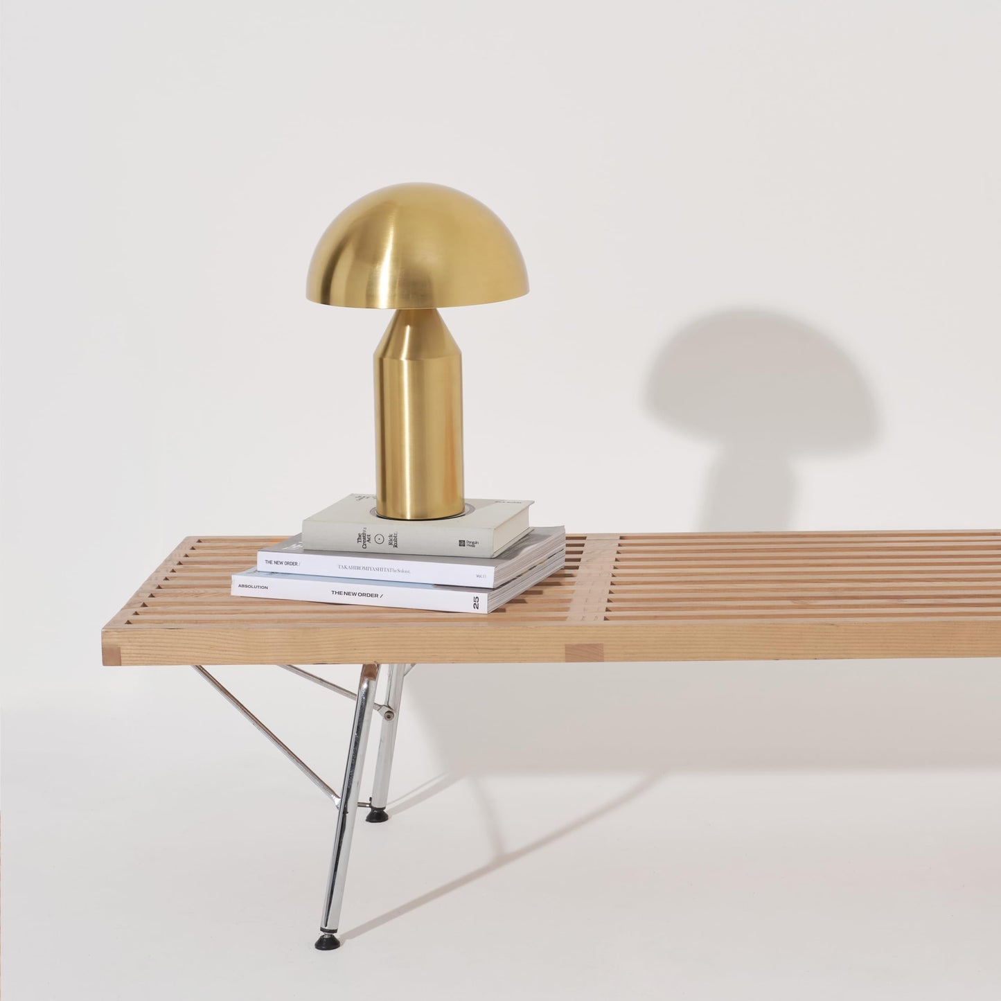 Brightech Venus Mushroom Table Lamp - Modern Lamp for Living Room, Bedroom Side/End Table - Dimmable, Unique Side Table LED Lamp Shade for Office, Reading - Brass/Gold, 14" Tall