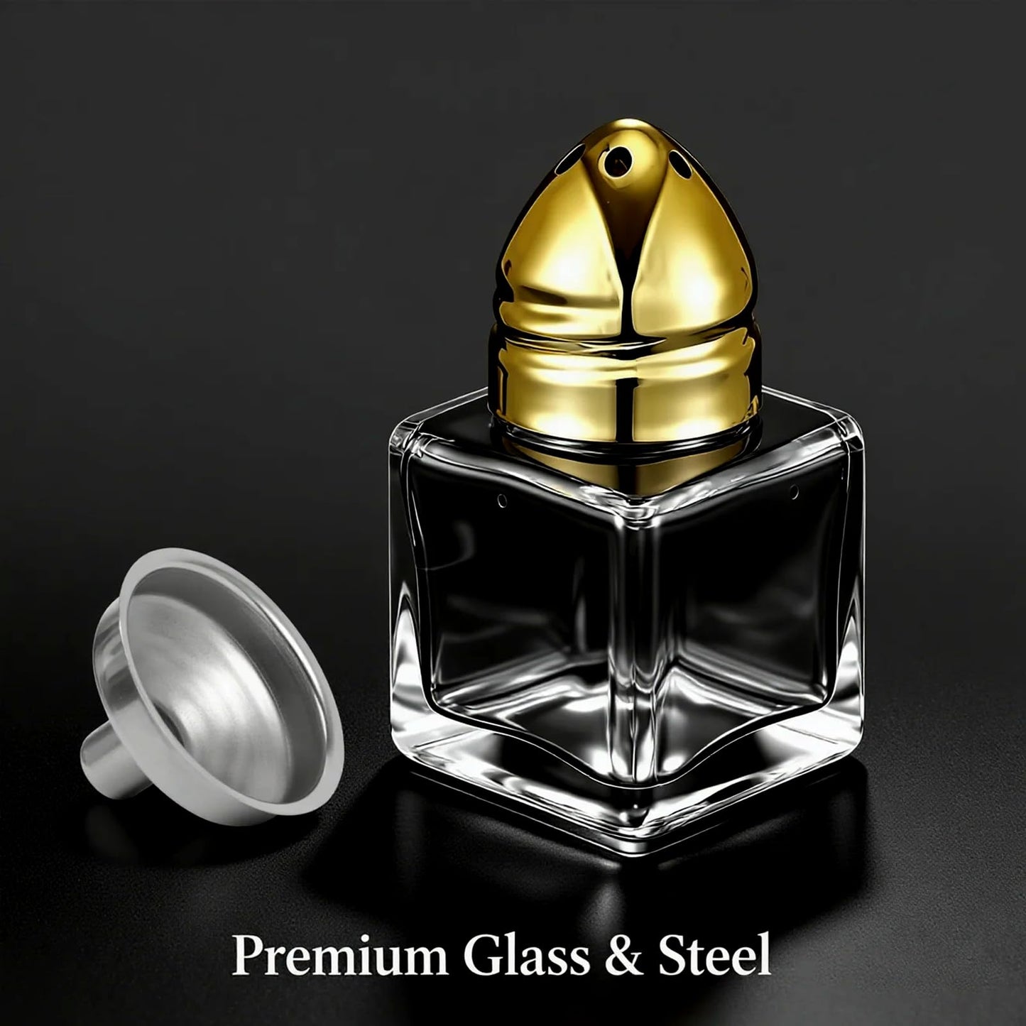 Nyuemystery 72/120 Pack Mini Salt and Pepper Shakers, 0.5 oz Clear Glass Cube Seasoning Jars with Gold Stainless Steel Lids, Small Spice Shakers Bulk for Wedding Party Restaurant Kitchen (120 Pack)