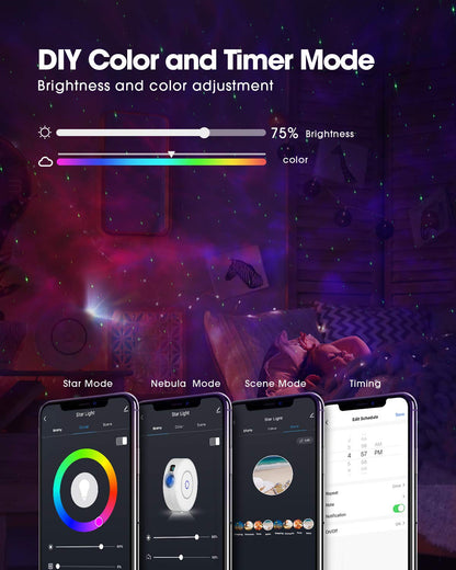 SUPPOU LED WiFi Galaxy Projector, Smart Night Light Kids Adults 3D Star Projector Light with RGB Adjustment/Voice Control/WiFi/Timer Compatible Alexa Google Assistant for Room Decor