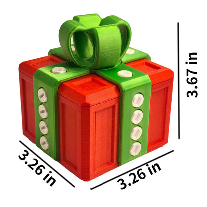 Annoying 3D Printed Gift Box with Screws - Funny Christmas Decoration, Magic Gift Box for Friends (Red and Green, White Button)