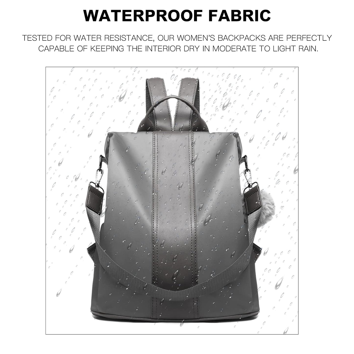 Miss Lulu Women Backpack Leisure Ladies Rucksack Water-Resistant Nylon School Bags Anti-Theft Daypack Shoulder Bag (grey)