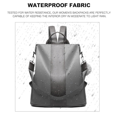 Miss Lulu Women Backpack Leisure Ladies Rucksack Water-Resistant Nylon School Bags Anti-Theft Daypack Shoulder Bag (grey)