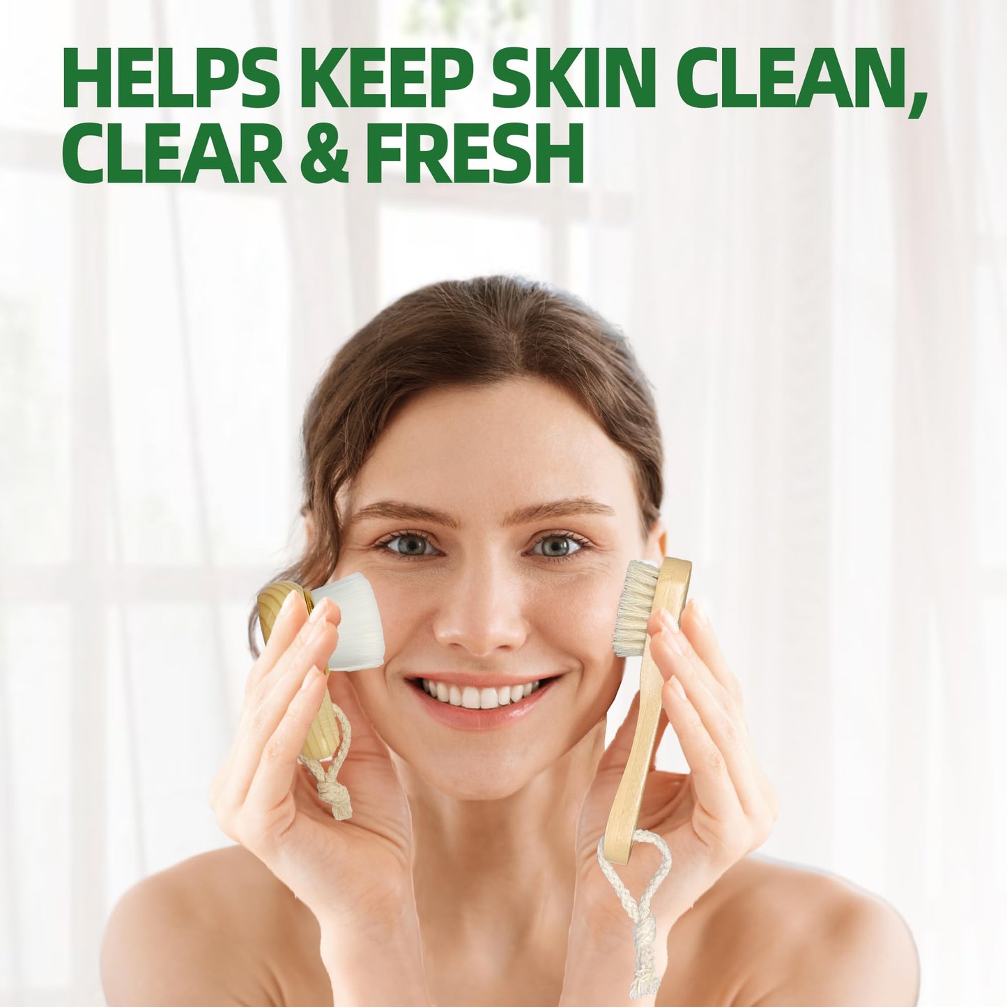 Premium Face Scrubber Set, Facial Cleansing Brush for Exfoliator, Natural Bristle Face Scrubber for Lymphatic Drainage, Unclog Pores, Sensitive Skin, Reduce Ance