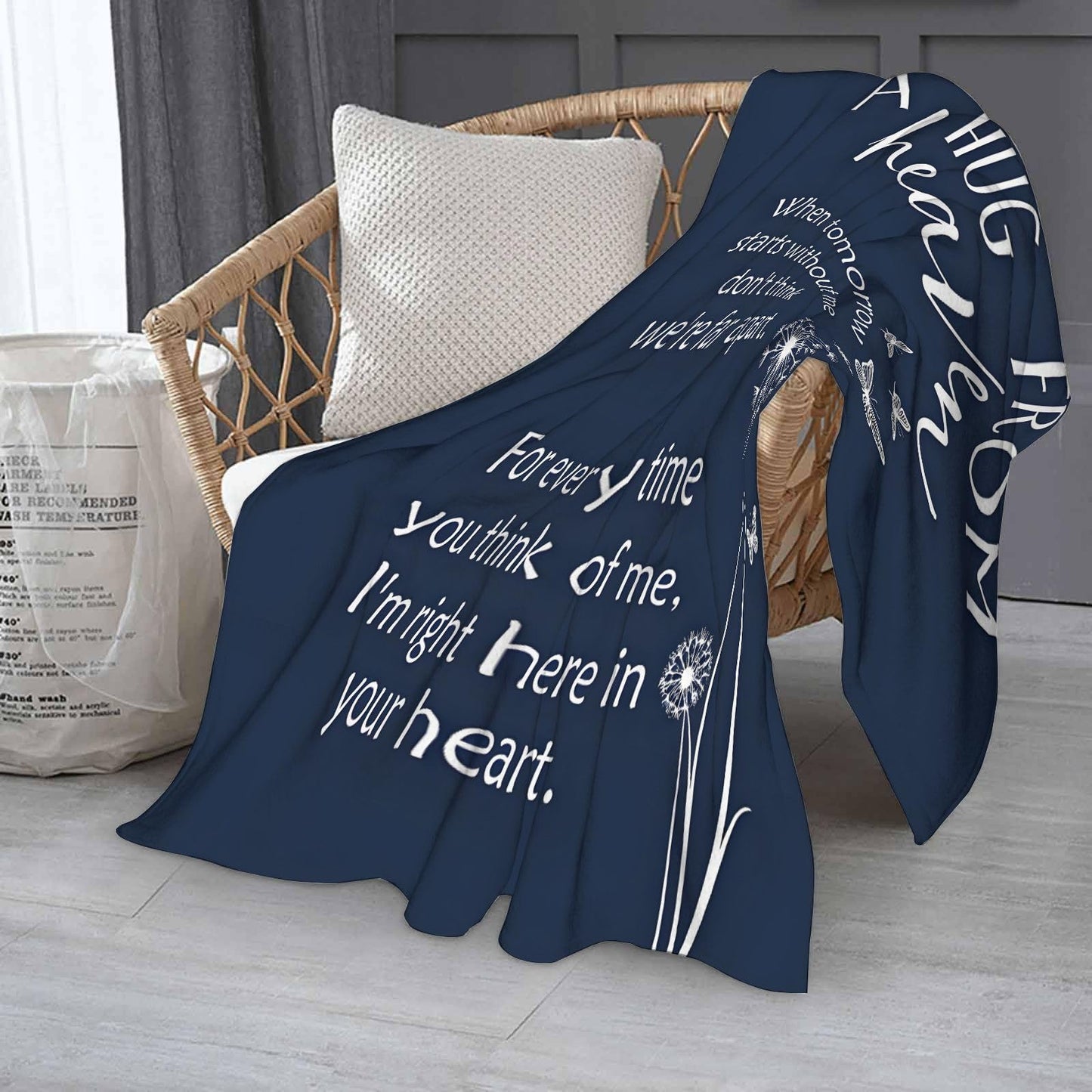 Sending You A Big Hugs So Its There When You Need It Blanket Cozy Flannel Comfort Throw Sympathy Healing Gift Encouragement Blanket for Family and Friends (White 9, 50x60in(127cm*153cm))