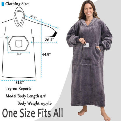 FUSSEDA Oversized Wearable Blanket Sweatshirt for Women Men,Warm Cozy Fleece Sherpa Hooded Blanket with Deep Pockets for Adult Kids
