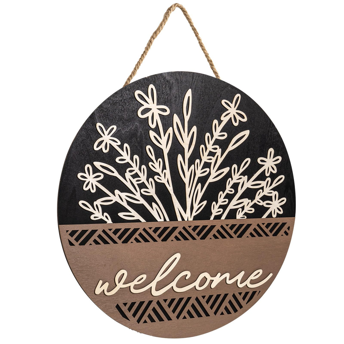 pechpell 3D Welcome Sign for Front Door, Rustic Wood Wall Hanging Decor