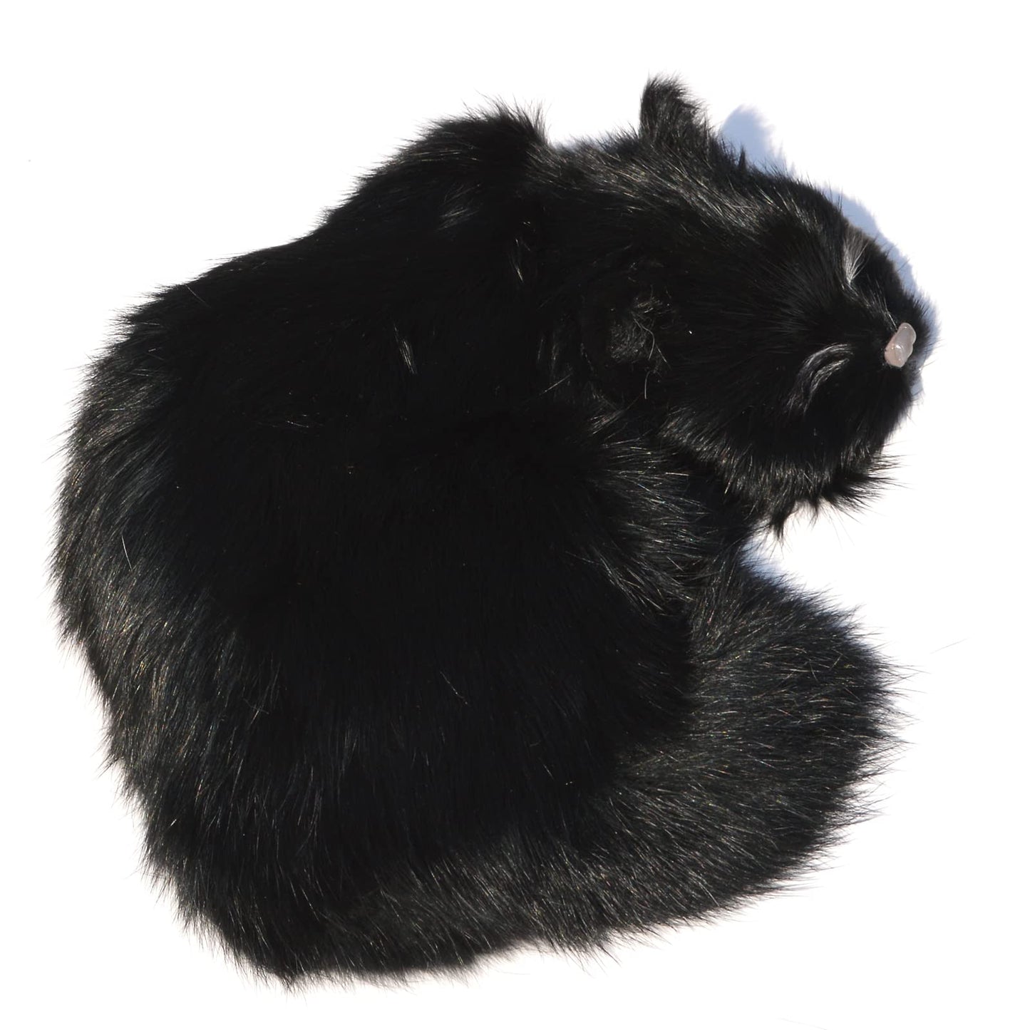 Lifelike Black Sleeping Cat Figurine - Realistic Curled Up Void Kitten Statue, Faux Fur Kitty House Panther Decor, Handcrafted Goth Halloween Decoration Home Office Gift