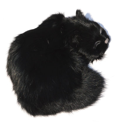 Lifelike Black Sleeping Cat Figurine - Realistic Curled Up Void Kitten Statue, Faux Fur Kitty House Panther Decor, Handcrafted Goth Halloween Decoration Home Office Gift