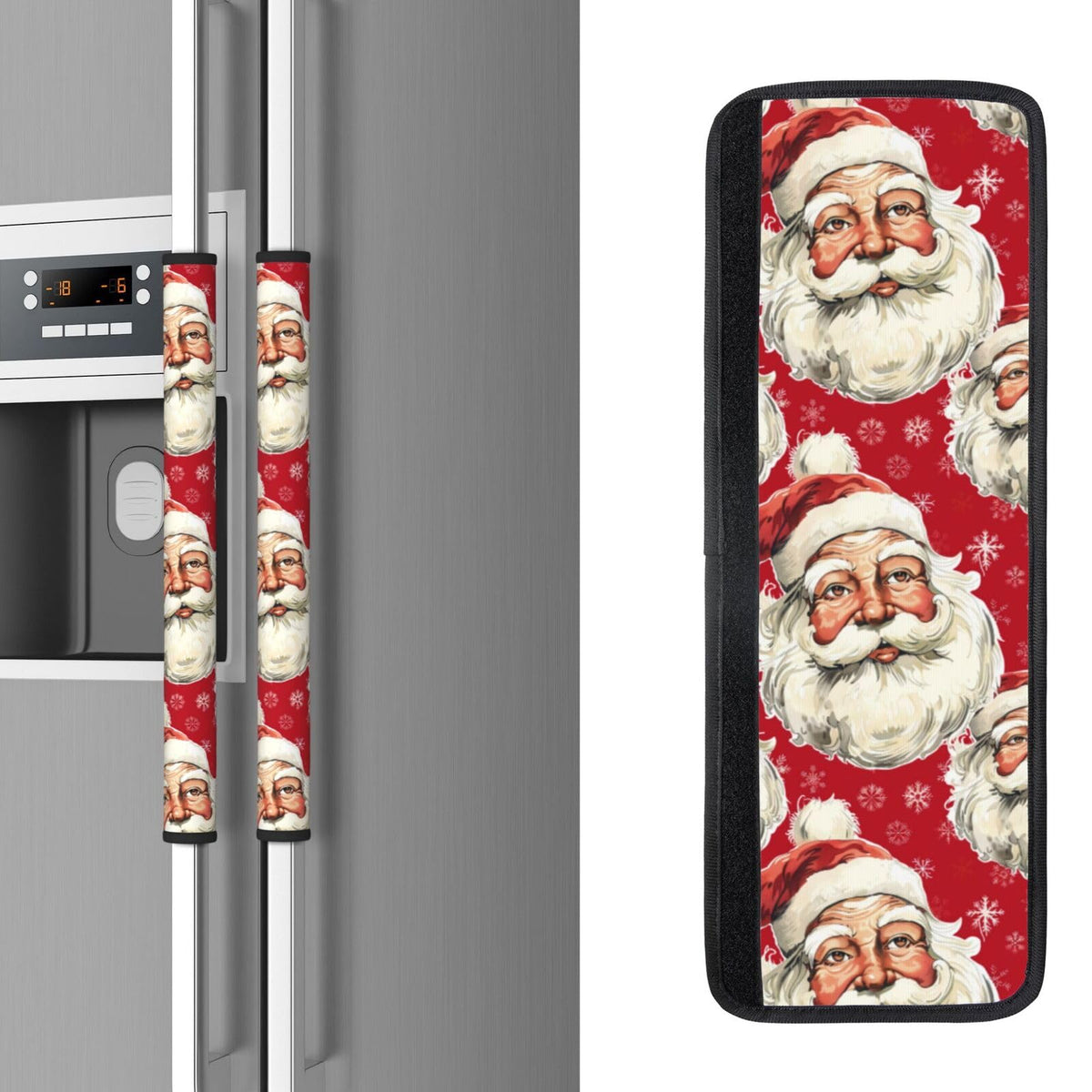 Buyidec Refrigerator Door Handle Covers Christmas Santa Claus Fridge Handle Cover Washable Dishwasher Microwave Fridge Oven Door Decor Handle Cover Keep Your Kitchen Appliances Clean