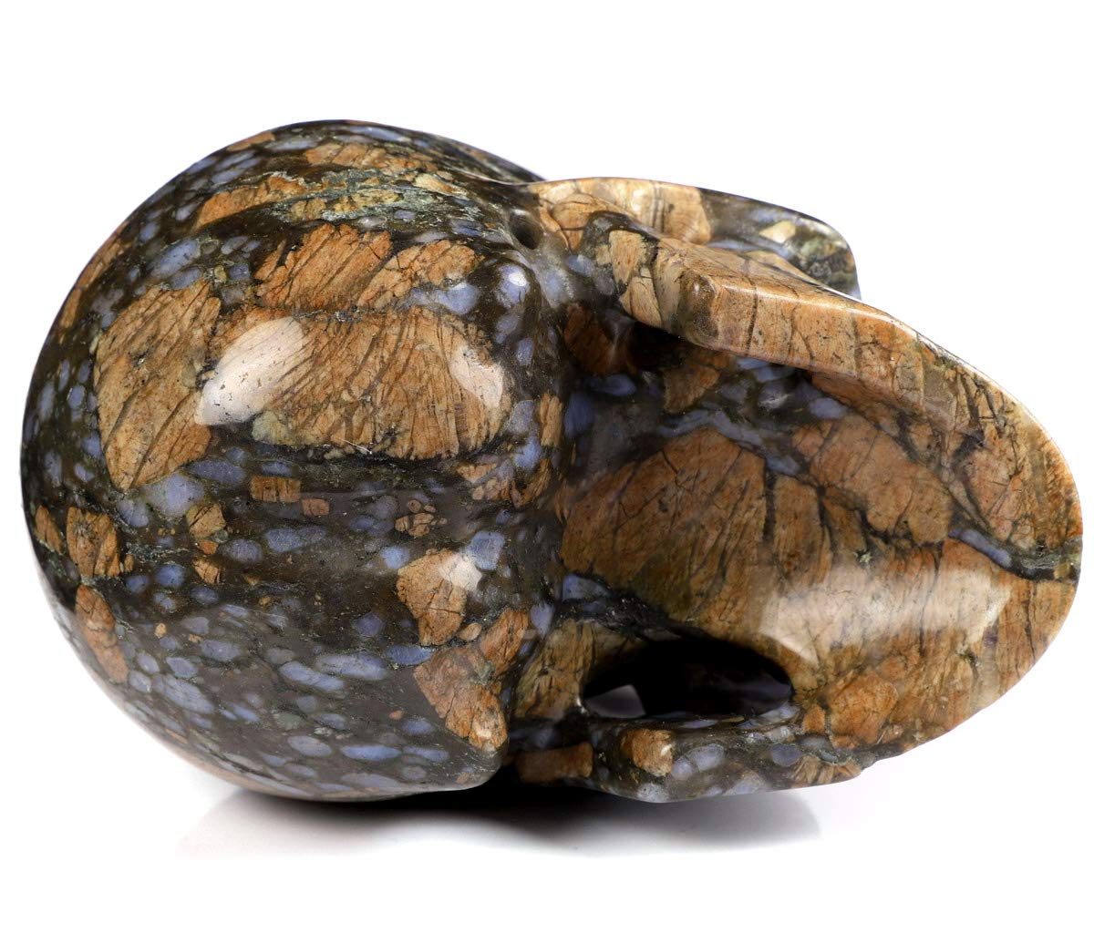 Skullis 5.0” Que Sera Stone Crystal Skull, Hand Carved Gemstone Fine Art Sculpture, Reiki Healing Stone Statue.915.