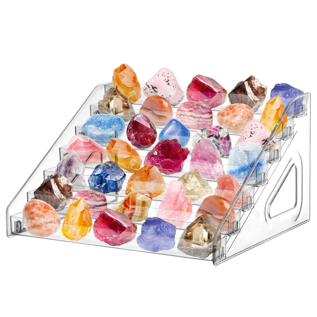 Hlimior Rock Display Stand 7 layer Large Acrylic Display Holder Clear Display Easel Stand Pedestal Small Collectibles Display Stands for Displaying Crystal Geodes Rock Mineral Agate Coral