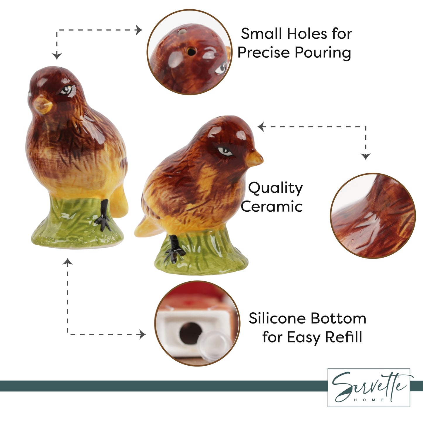 Ceramic Quail Salt and Pepper Shaker Collectors Kitchen Décor