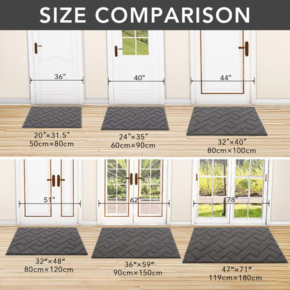 Biscpro Door Mats Indoor, Dirt Trapper Mat Absorbent Non-Slip Low Profile Doormat for Entrance, Inside, Kitchen, Front Door Mat Washable for Pets and Dogs— 50x80 cm, Grey