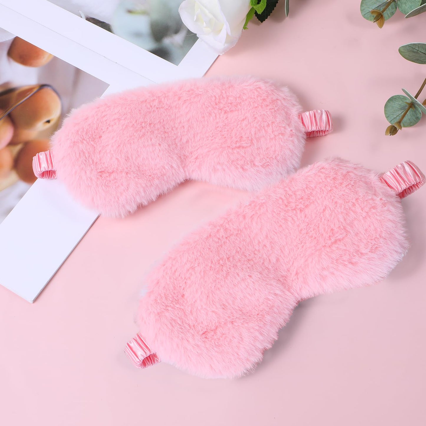 2 Pack Plush Sleeping Eye Mask Soft Plush Eye Mask Fuffy Eye Cover Comfortable Sleep Mask Blindfold Rainbow Faux Fur Eye Shade for Women, Men and Kids Travel Nap Sleeping 565488_2_3pL1H9vJ3