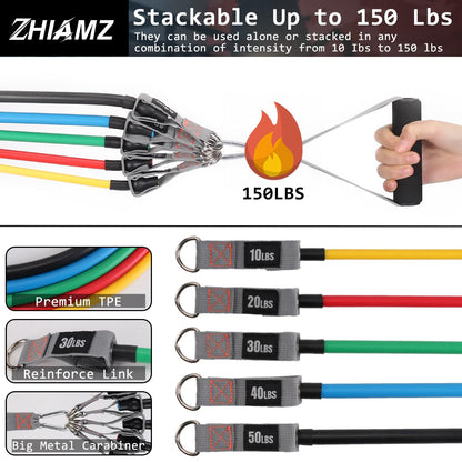 Resistance Bands with Handles, Single Resistance Bands, Exercise Bands with Handles, for Resistance Training, Physical Therapy, Home Workouts, Fitness, Pilates