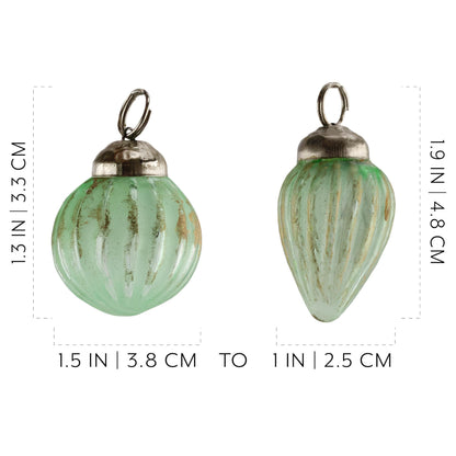 AuldHome Design Mercury Glass Finial Ornaments (Set of 12, Soda Glass, Small) Distressed Metal Antique Style Christmas Tree Decorations - 1.3 to 2-Inch Size