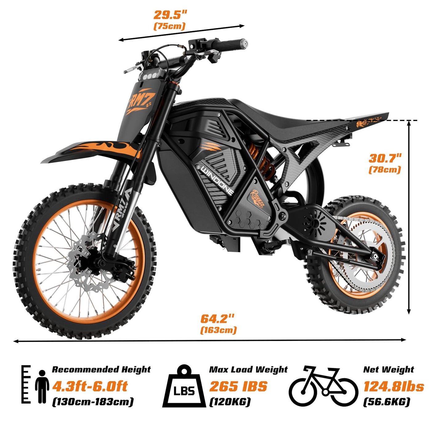 Windone RM7 Electric Dirt Bike for Teens Adults, 48V 22.5Ah Up to 37MPH & 45-Mile Electric Motorcycle, 2200W Ebike, 14"/12" Off-Road Tire E-Bike, Dual Hydraulic Brakes, Full Suspension, Graffiti