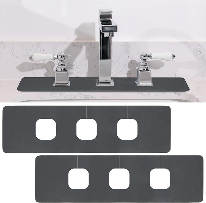 Tioncy 2 Pcs 3 Hole Faucet Mat for Kitchen Sink Kitchen Faucet Absorbent Mat