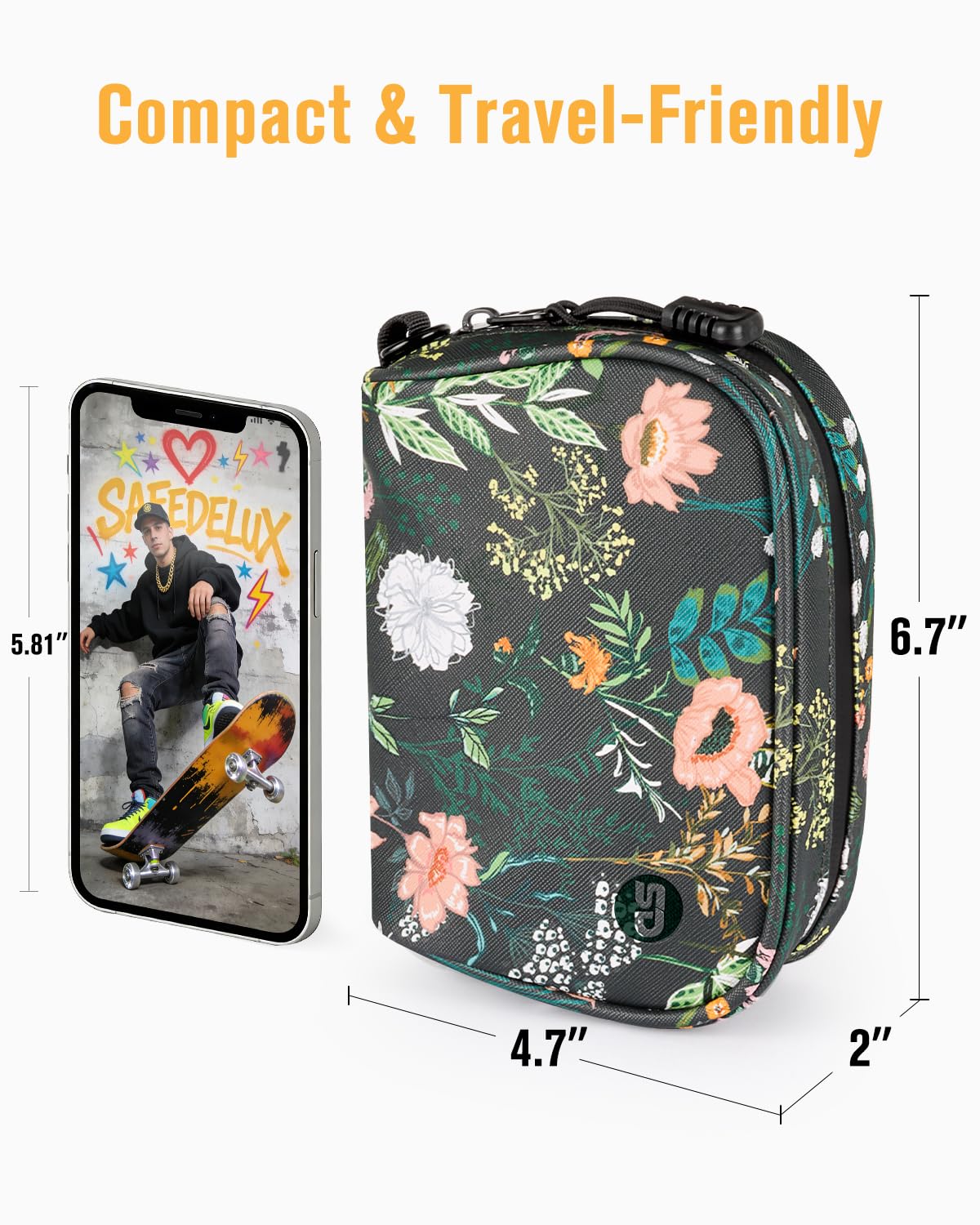 SafeDelux Smell Proof Bag, 6.7"x4.7" Smell Proof Container with Activated Carbon Fiber Liner, Odorless Airtight Travel Organizer & Stylish Gifts for Women (Green-2)