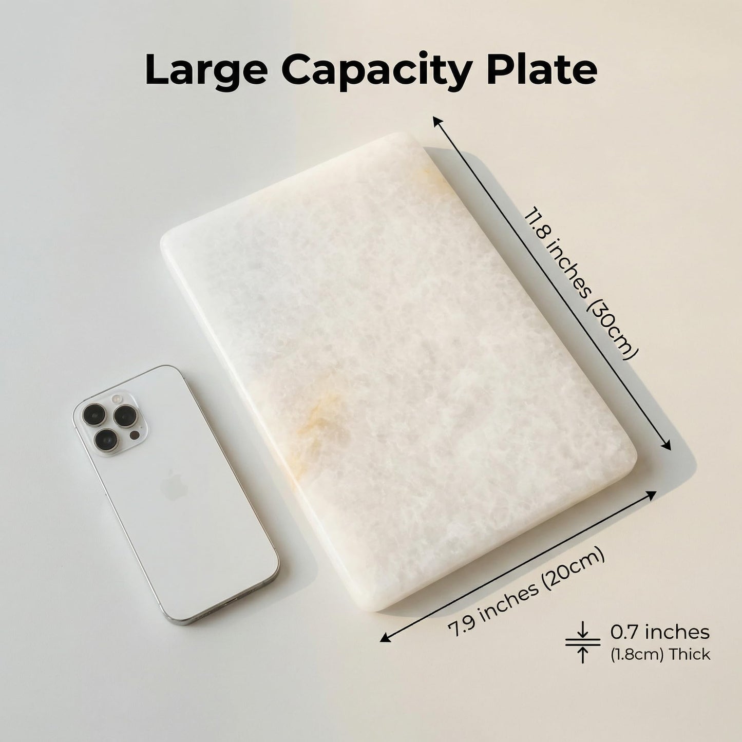 Lierlava Natural White Quartz Cutting Board - 11.8" x 7.9" x 0.7" Translucent Stone Pastry Board for Baking & Chocolate, Elegant Quartz Cheese Plate & Serving Tray, Unique Housewarming Gift