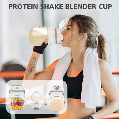 Portable Blender for Shakes and Smoothies- Personal Juicer 20 OZ Electric Protein Shaker Bottle with Insulated Sleeve, USB-C Rechargeable,Travel Lid-Small Blender Cup for Kitchen, Office, Gym,Travel