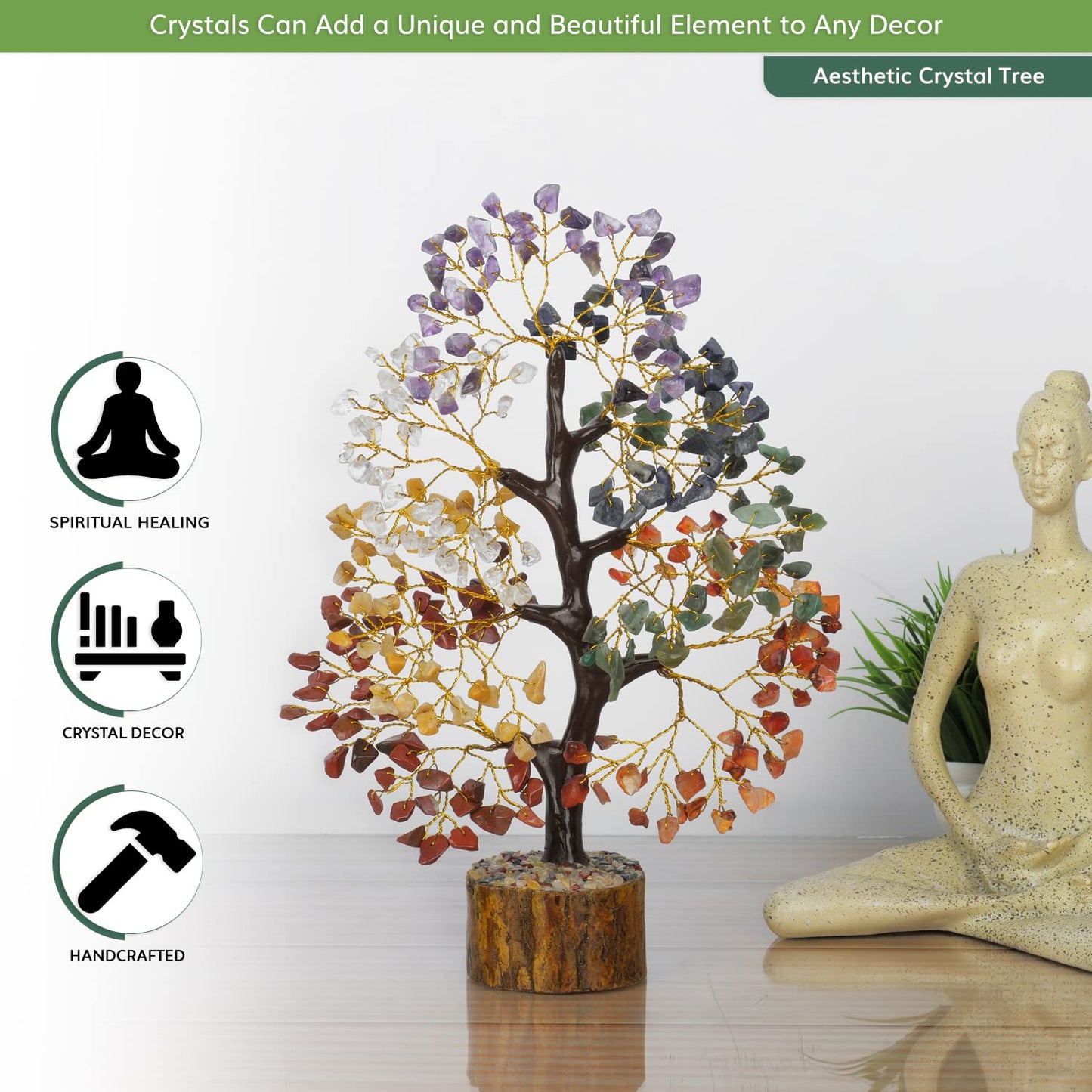 NARIBABU 7 Chakra Tree of Life, Crystal Tree, Crystals and Gemstones, Healing Crystals, Birthday Gifts for Women, Decorative Home Accessories, Living Room Decor, Spiritual Gifts for Women