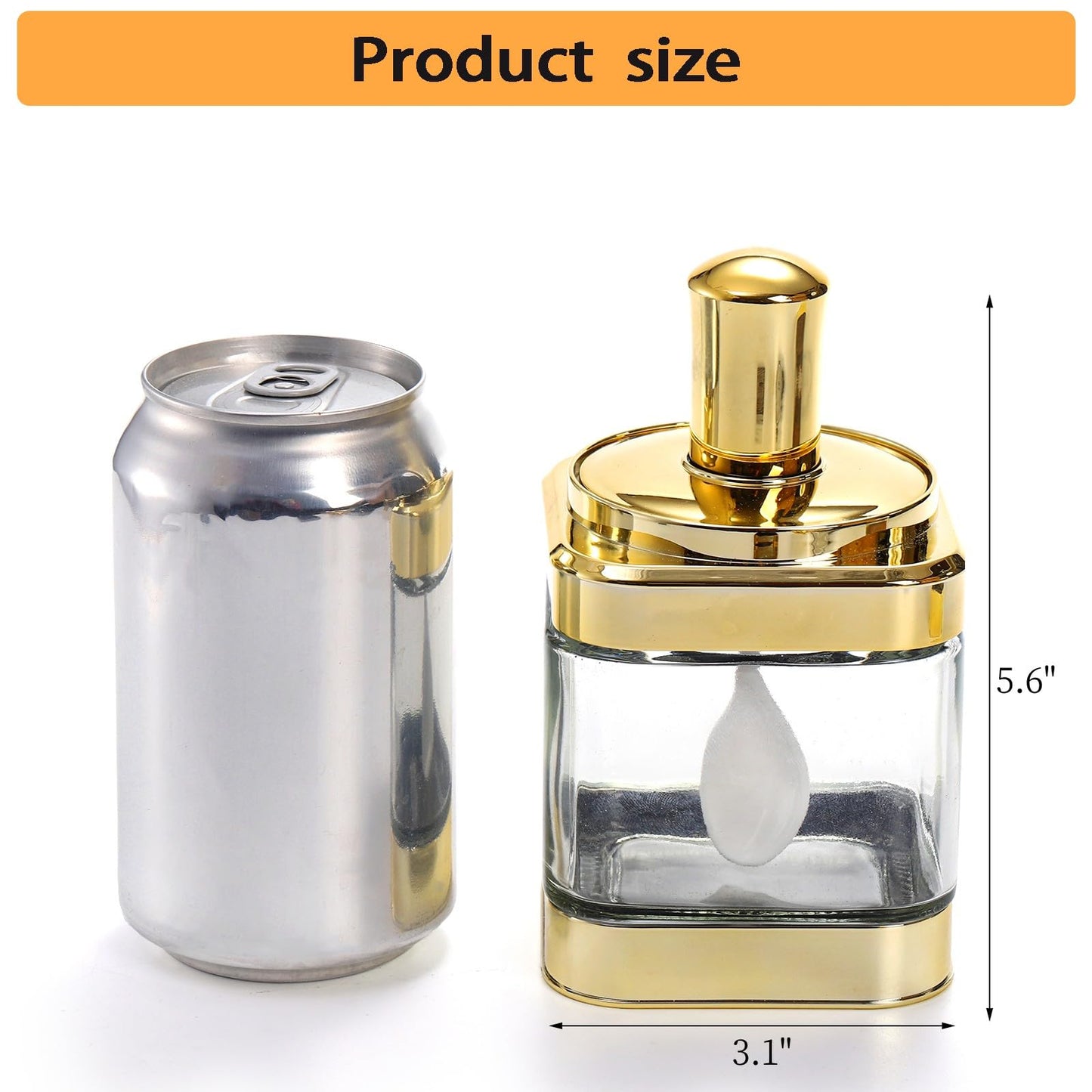 Mezchi 2 Pack Glass Condiment Pot, 12 Ounce Gold Spice Jars with Spoon, Seasoning Box Set Salt Container, Sugar Dispense, Kitchen Containers for Flour and Sugar