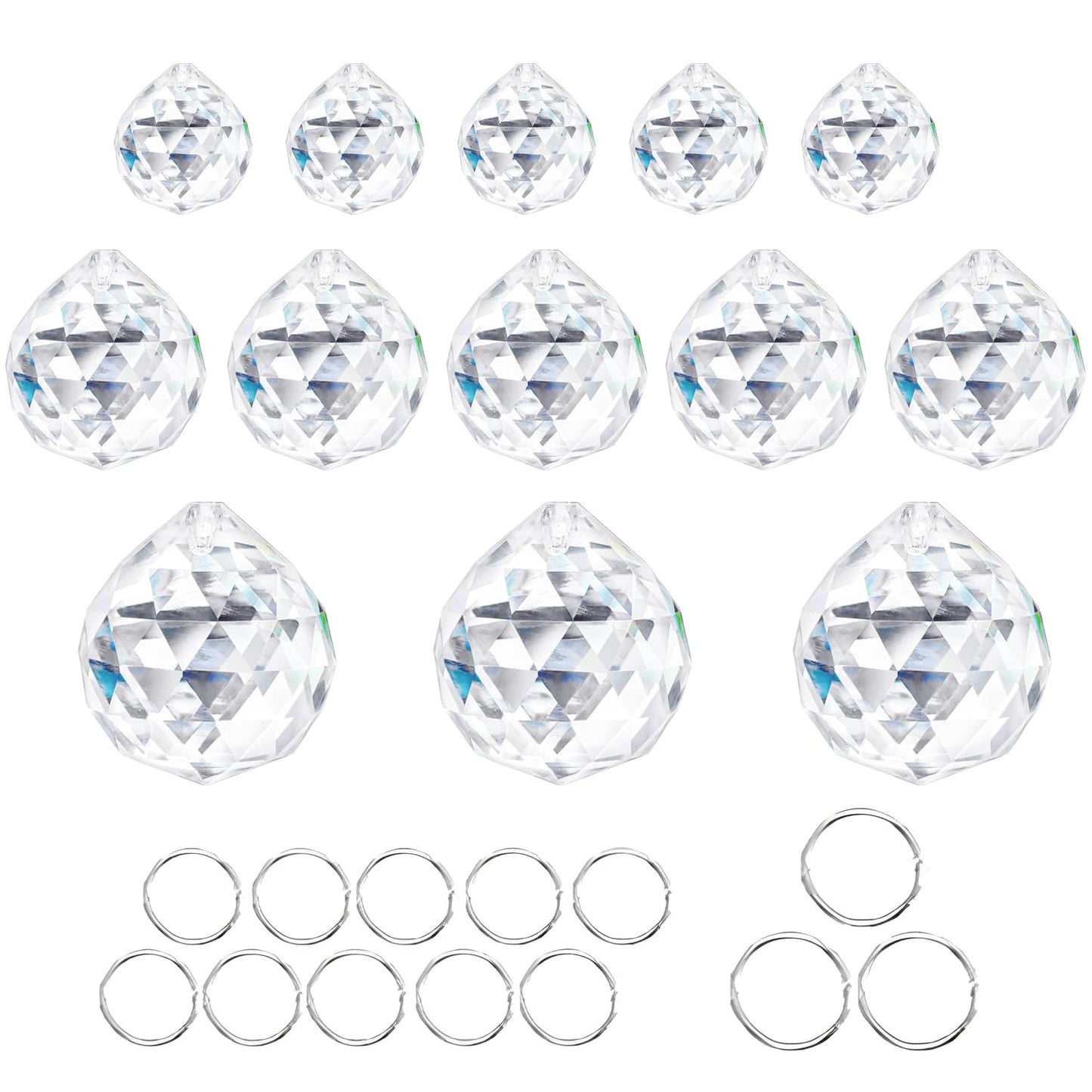 20mm 30mm 40mm Clear Crystal Ball Prism Suncatcher - 13 Pack K9 Glass Hanging Crystals Beads for Sun Catchers DIY Home Garden Window Wedding Party Christmas Decor