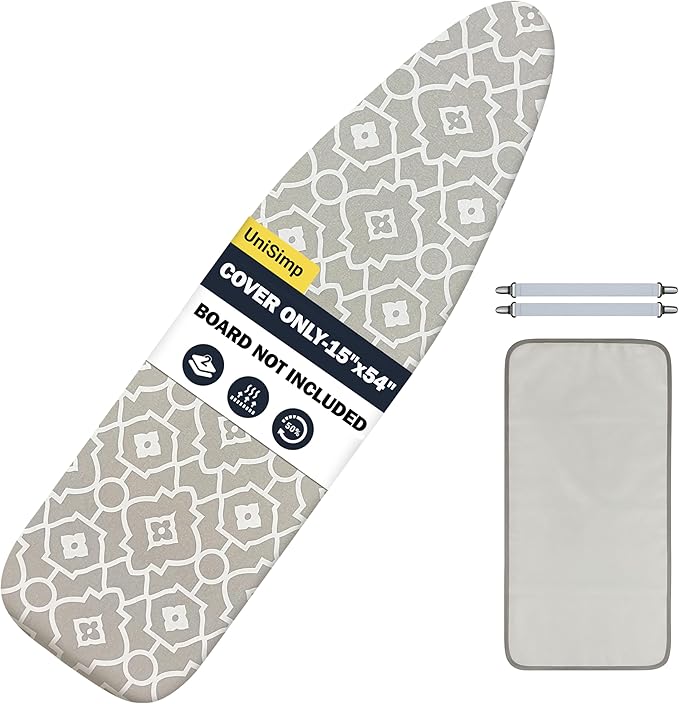 Ironing Board Cover and Pad 15"x54" Extra Thick Natural Cotton, Scorch and