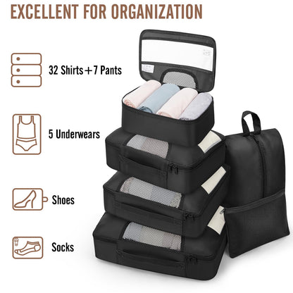 Veken 10 Set/8 Set Packing Cubes for Travel Essentials, Suitcase Organizer Bags in 4 Sizes, Carry-On Luggage Accessories with Laundry Bag & Passport Holder, Airplane Must Have, Camp Gifts for Men