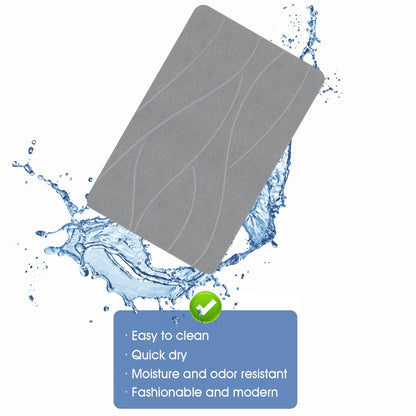 IDYFODOL Diatomite Stone Bath Mat Super Absorbent Quick Dry Easy to Clean Non Slip Versatile Mat for Bathroom, Kitchen, and More - 40x60 cm (Diatomite, Grey)