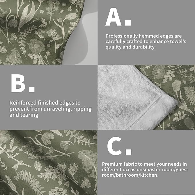 Sage Green Spring Floral Hand Towels