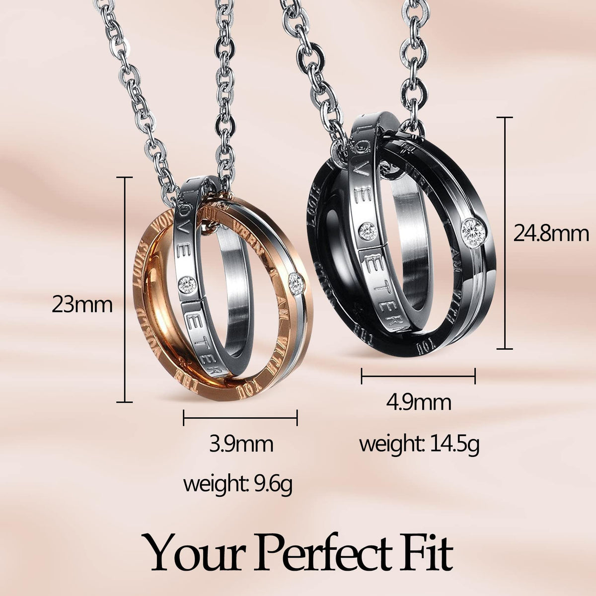Feraco His Hers Matching Set Necklace For Couples, Titanium Stainless Steel Promise Love Pendant Necklaces, Jewelry Gifts for Girlfriend Boyfriend