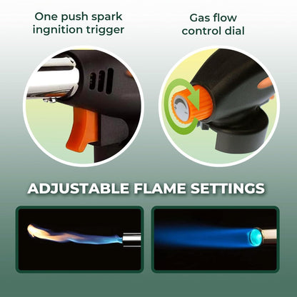 Green Haven Blow Torch for Cooking Attachment Head with 4 Gas - One-Handed Gas Torch with Adjustable Flame & Safety Lock, Fits All Butane Tanks, Ideal for Creme Brulee, Desserts, BBQ, Baking