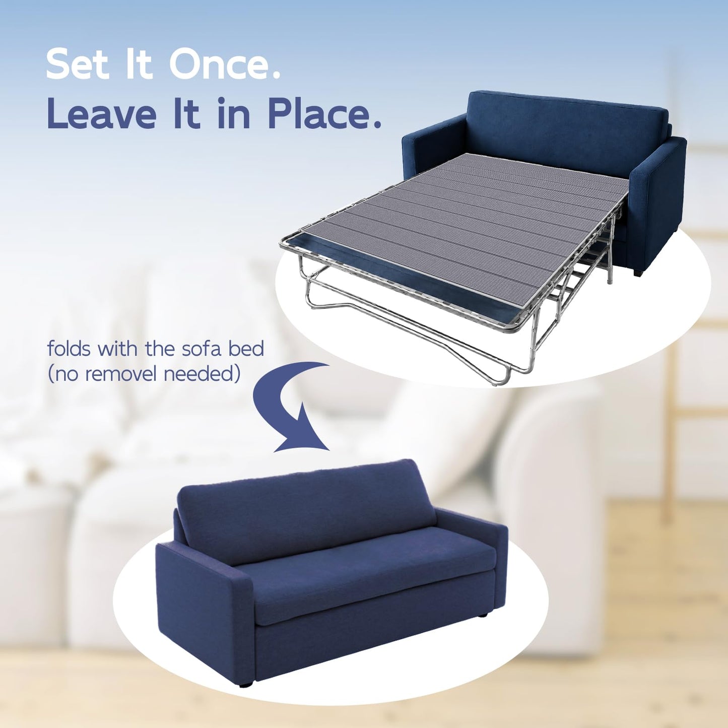 BlissBoard Sleeper Sofa Support Board, Pull Out Couch Cushion Support, 10mm Light and Thin, Quiet & Moisture-Resistant Bed Boards for Under Mattress, Queen Size (64"x54")