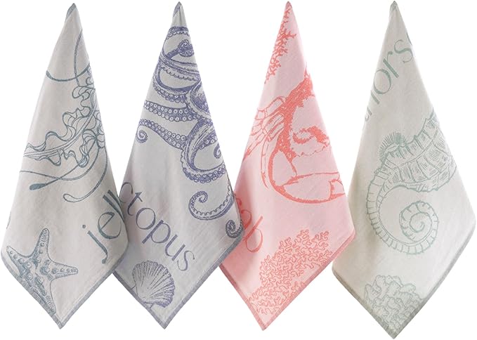 Nautical Kitchen Towels with Ocean-Themed Designs – 100% Turkish Cotton