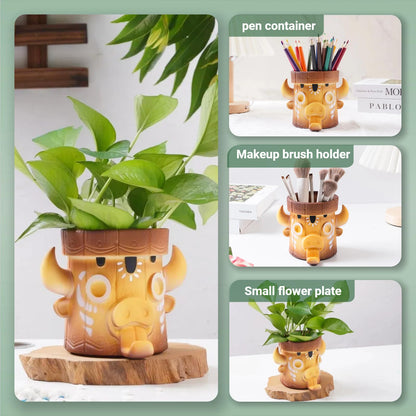 Trilobium Creative Office Desk Pen Holder, Resin Pen Cup Desktop Decoration Home Office School Office Desk Decoration Men's and Women's Gifts