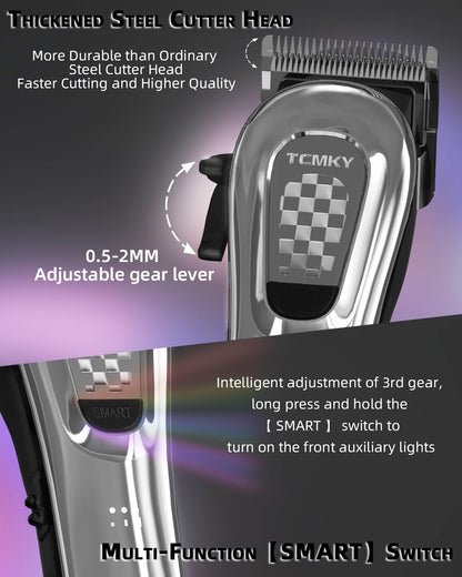 Hair Clippers for Men Professional Clippers for Men Cordless&Corded Barber Clippers for Hair Cutting & Grooming. Rechargeable Hair Trimmer Kit for Household (Red)