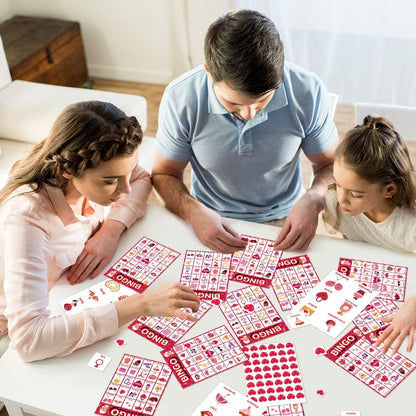 Officygnet Valentine's Day Bingo Game Cards, 32 Players for Kids Party Card Games, School Classroom Group Games, Family Activity, Valentines Party Favors Supplies