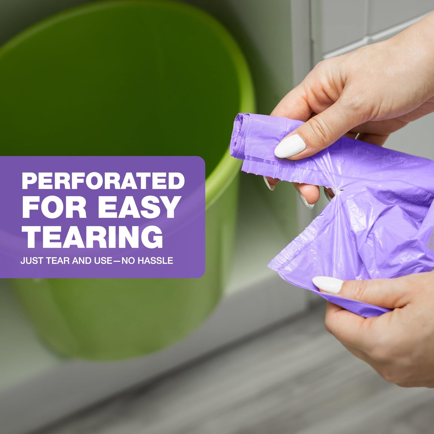 60L Lavender Scented Bin Bags, Waste Bags, Set 3 Rolls Counts 30 bags, Bin Liners with Drawstrings Trash Bags for Kitchen, Office, and Bathroom Bin Liners